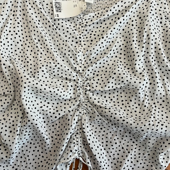 H&M Women White Polkadot Blouse Plus Size XXL New with tag - Picture 4 of 6